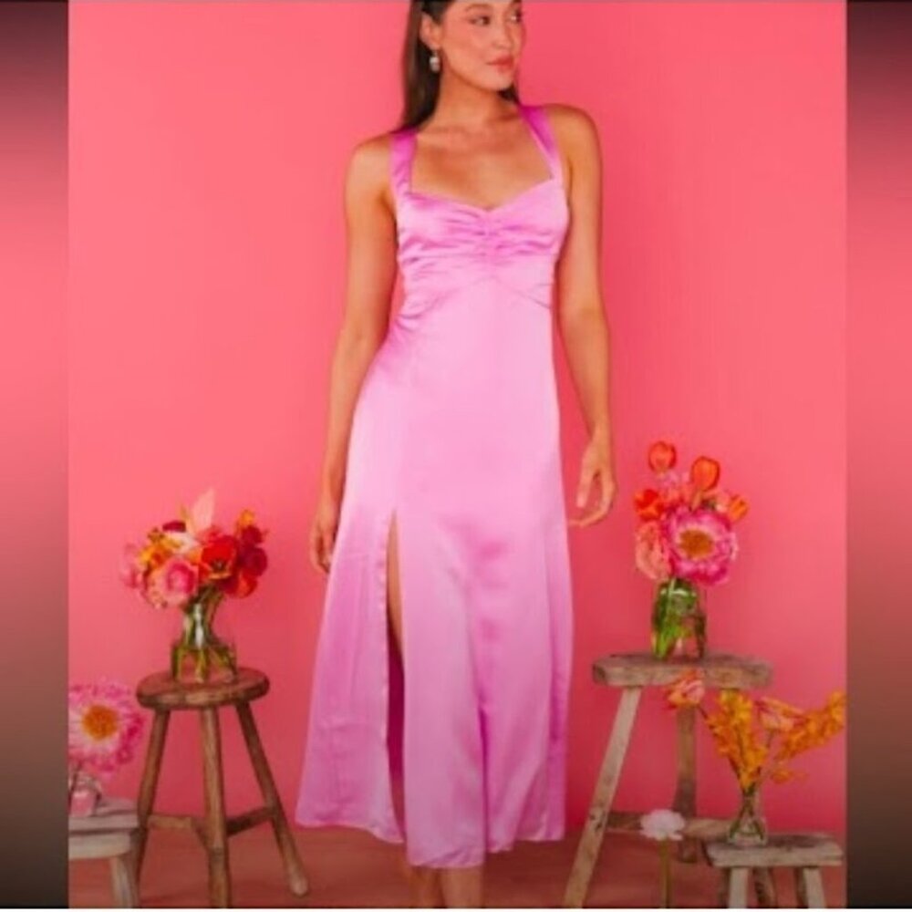 NWT Show Me Your MuMu Mina Midi Dress - Purple Pink Luxe Satin size Small